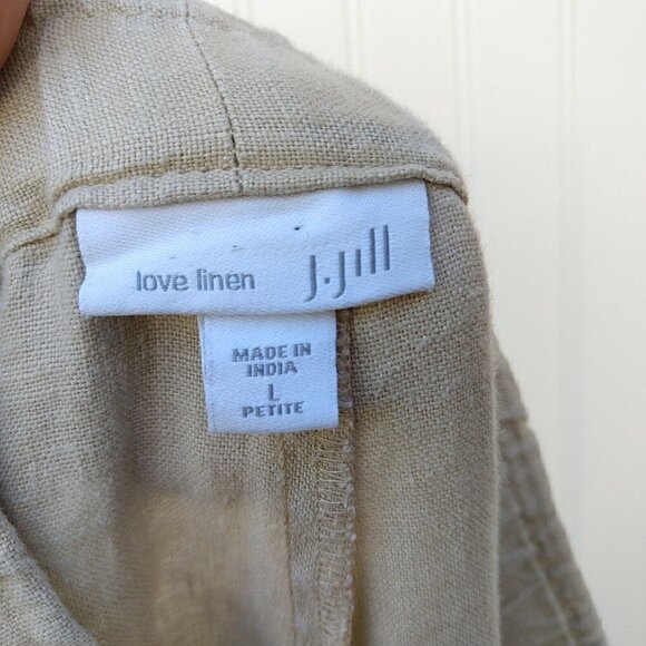 J Jill 100% Linen Women's Crop Pants Size L Petite Short Drawstring FLAWS READ - Picture 9 of 10